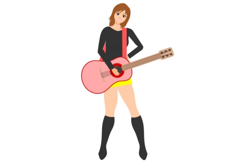 ギターを持っている女性のイラスト 無料イラストのimt 商用ok 加工ok