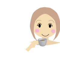 ニッコリとコーヒーを飲む女性のイラスト