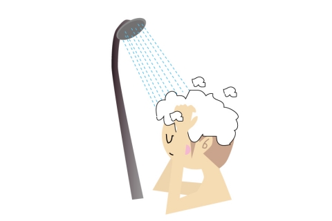 シャワーでシャンプーの泡を流す女性のイラスト 無料イラストのimt 商用ok 加工ok