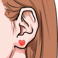 女性の耳にピアスのついたイラスト