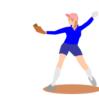 ソフトボールをしている女性のイラスト