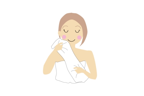 お風呂あがりに白いタオルで汗を拭いている女性のイラスト 無料イラストのimt 商用ok 加工ok