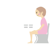 トイレに座っている女性のイラスト
