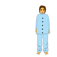 パジャマ姿で立っている女性のイラスト