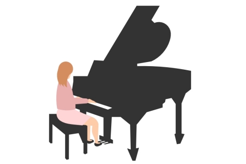 ピアノを弾いている女性のイラスト