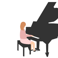 ピアノを弾いている女性のイラスト