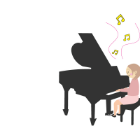 ピアノを弾いて歌っている女性のイラスト
