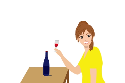 ワインを飲む女性のイラスト
