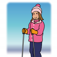スキーウェアを着ている女性のイラスト