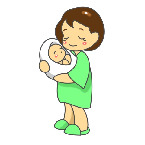 生まれたばかりの赤ちゃんをだっこして嬉しそうにしている女性のイラスト 無料イラストのimt 商用ok 加工ok
