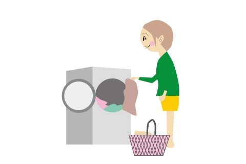 洗濯物をしている女性のイラスト
