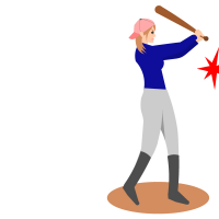 野球をしている女性のイラスト