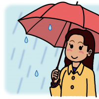 傘をさしてお出かけ中の女性のイラスト