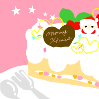 クリスマスのショートケーキ（カット）のイラスト