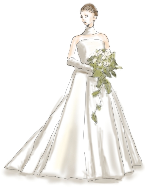 シンプルなウェディングドレスの花嫁のイラスト 無料イラストのimt