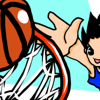 バスケットボールをする男の子