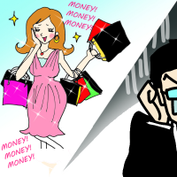 金銭感覚の違いで離婚危機の夫婦のイラスト