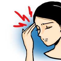 頭痛に悩まされる女性のイラスト