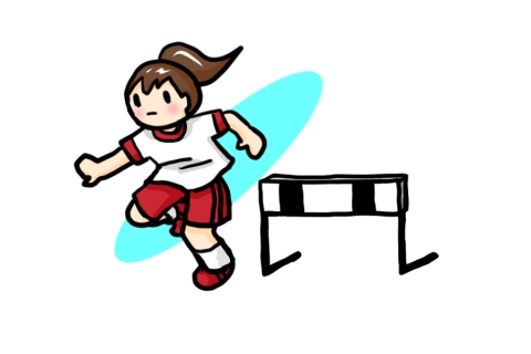 陸上競技・ハードルを飛ぶ女の子のイラスト