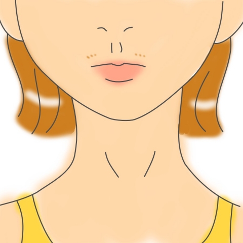 女性の顔のひげのアップのイラスト