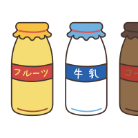 3本の牛乳のイラスト