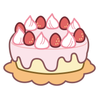 イチゴのケーキのイラスト