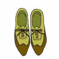 黄色の靴のヒールのないイラスト