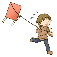 凧あげする男の子のイラスト