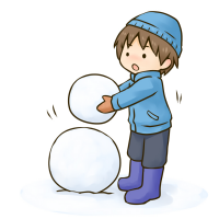 雪だるまを作る男の子のイラスト