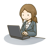 パソコンを使う女性会社員のイラスト