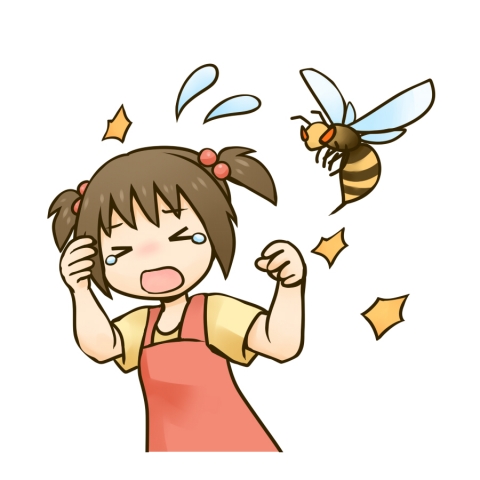 ハチに刺される女の子のイラスト 無料イラストのimt 商用ok 加工ok