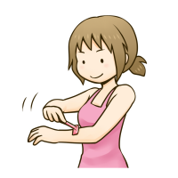 カミソリで腕のムダ毛を処理する女性のイラスト