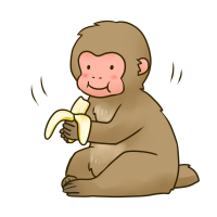 バナナを食べる猿のイラスト