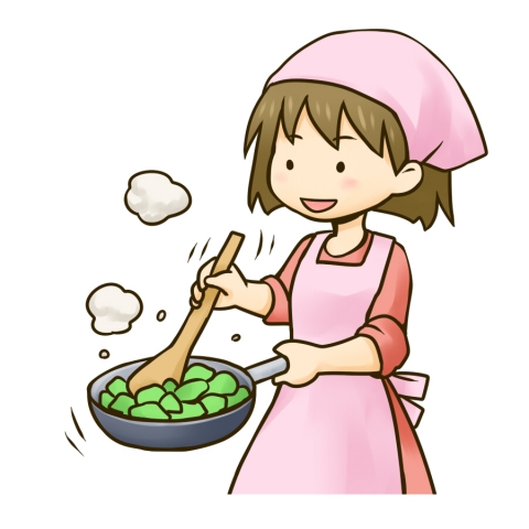 料理をする女の子のイラスト