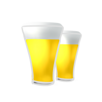 2つのグラスにビールが注がれているイラスト