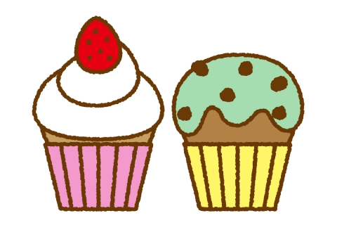 甘いカップケーキが2つ並んでいるイラスト 無料イラストのimt 商用ok 加工ok