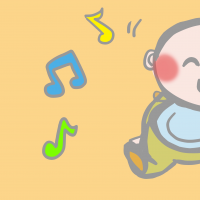 音楽にのる赤ちゃんのイラスト