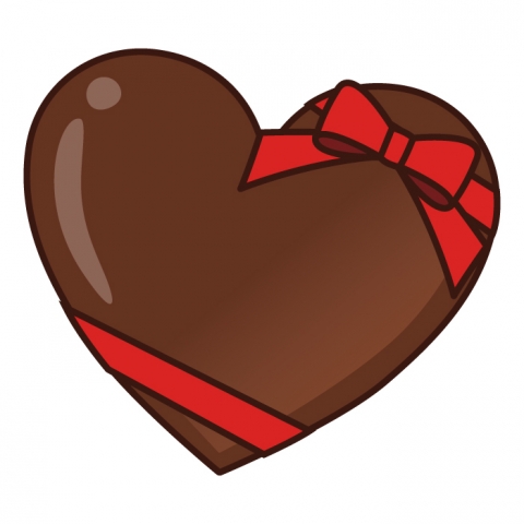 ハート形のチョコレートをリボンでまいているイラスト 無料イラスト