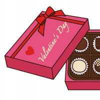 バレンタインのチョコレートが箱に入っているイラスト
