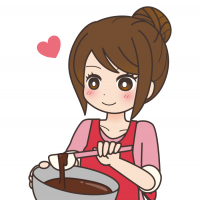 手作りチョコを作る女性のイラスト