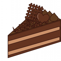 バレンタインのチョコレートケーキのイラスト