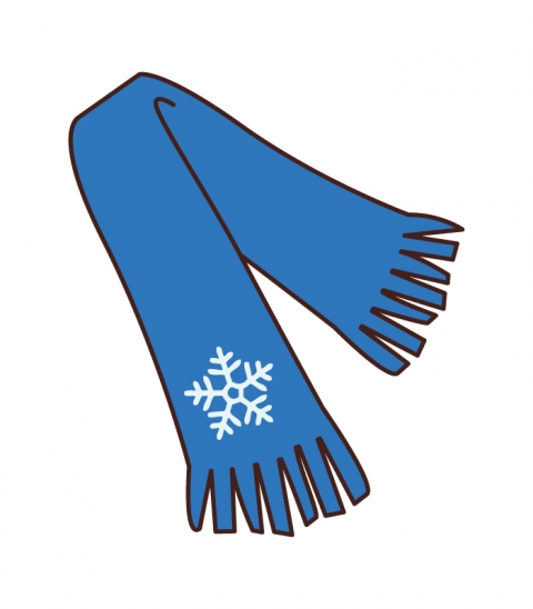雪の結晶の模様が入った青いマフラーのイラスト 無料イラストのimt 商用ok 加工ok