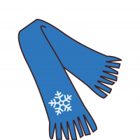 雪の結晶の模様が入った青いマフラーのイラスト