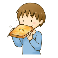 トーストを食べる男の子のイラスト