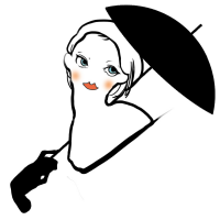 日傘で紫外線対策をしている女性のイラスト