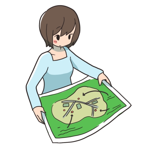 地図を見る女性のイラスト