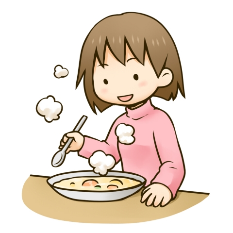 シチューを食べる女の子のイラスト