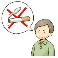 禁煙中の中年男性のイラスト