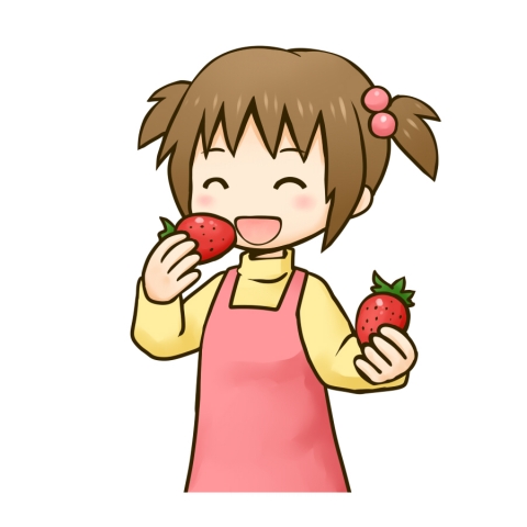 イチゴを食べる女の子のイラスト 無料イラストのimt 商用ok 加工ok