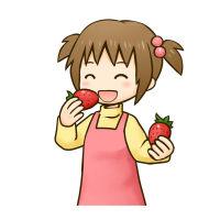 イチゴを食べる女の子のイラスト